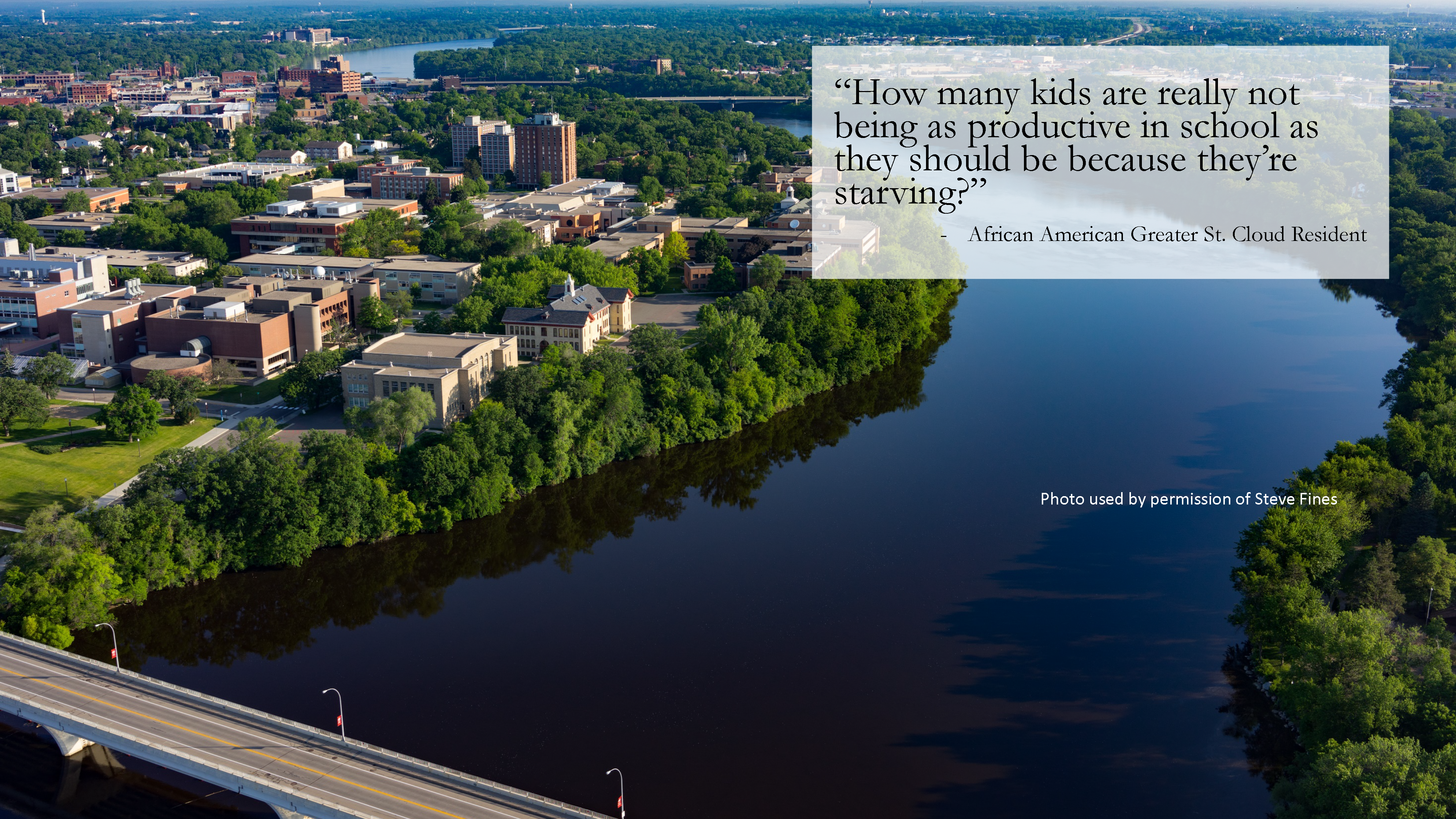 A picture of St. Cloud, MN featuring a quote from the Social Equity Dashboard: 
